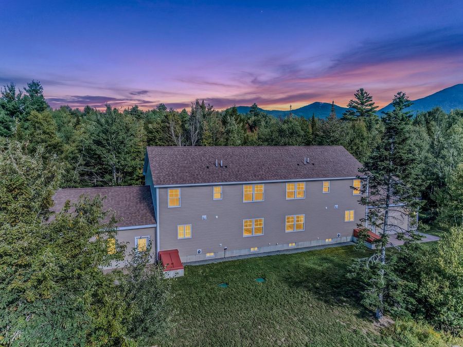 Rear aerial at dusk. Twilight sky digitally enhanced.