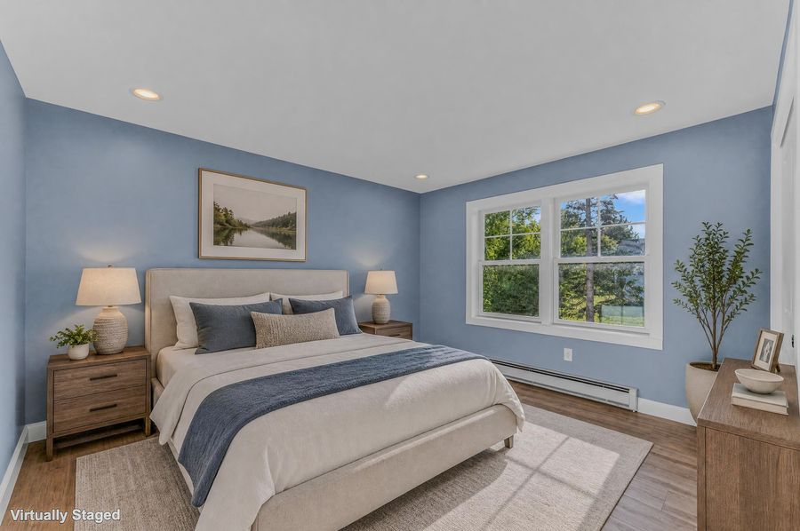 First-floor bedroom. Virtually staged.