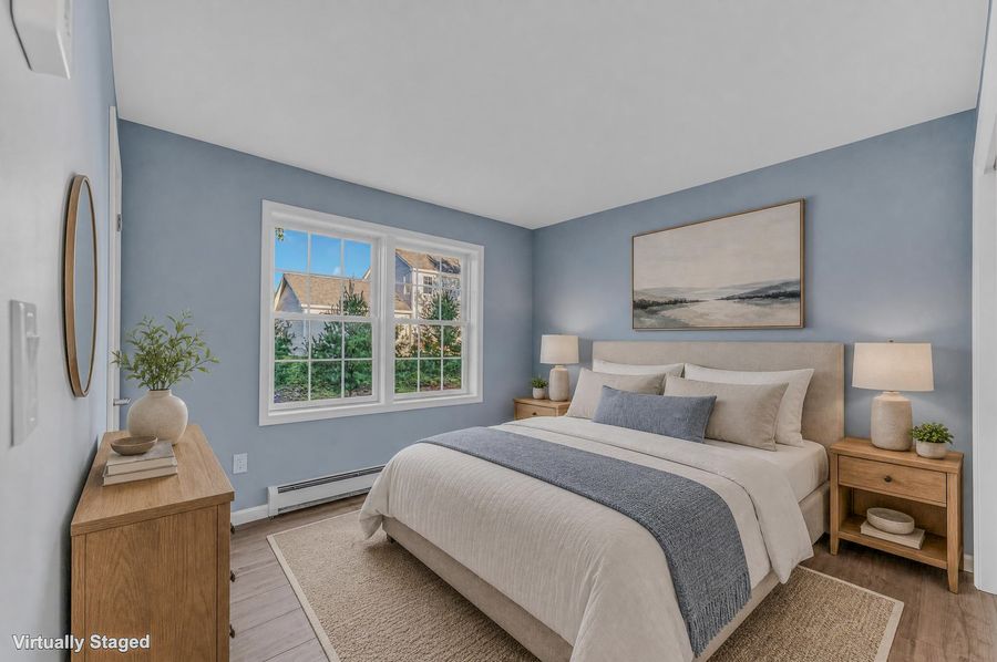 First-floor bedroom. Virtually staged.