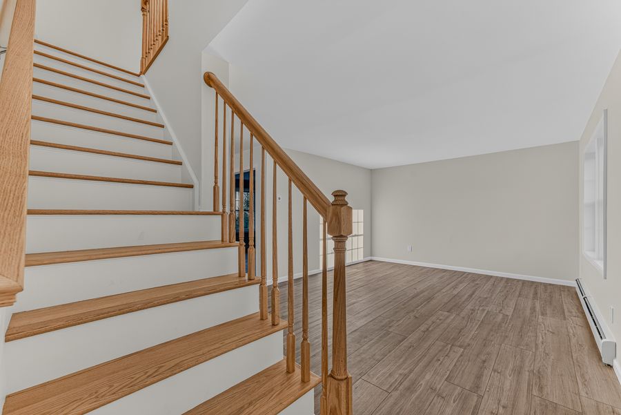 Staircase and living room