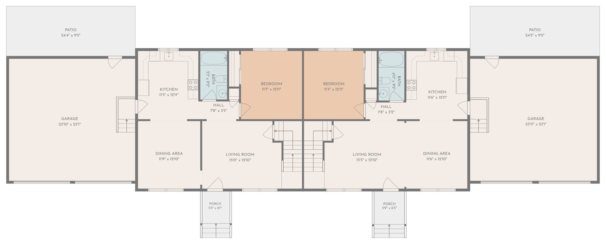 Main level floor plan with room dimensions