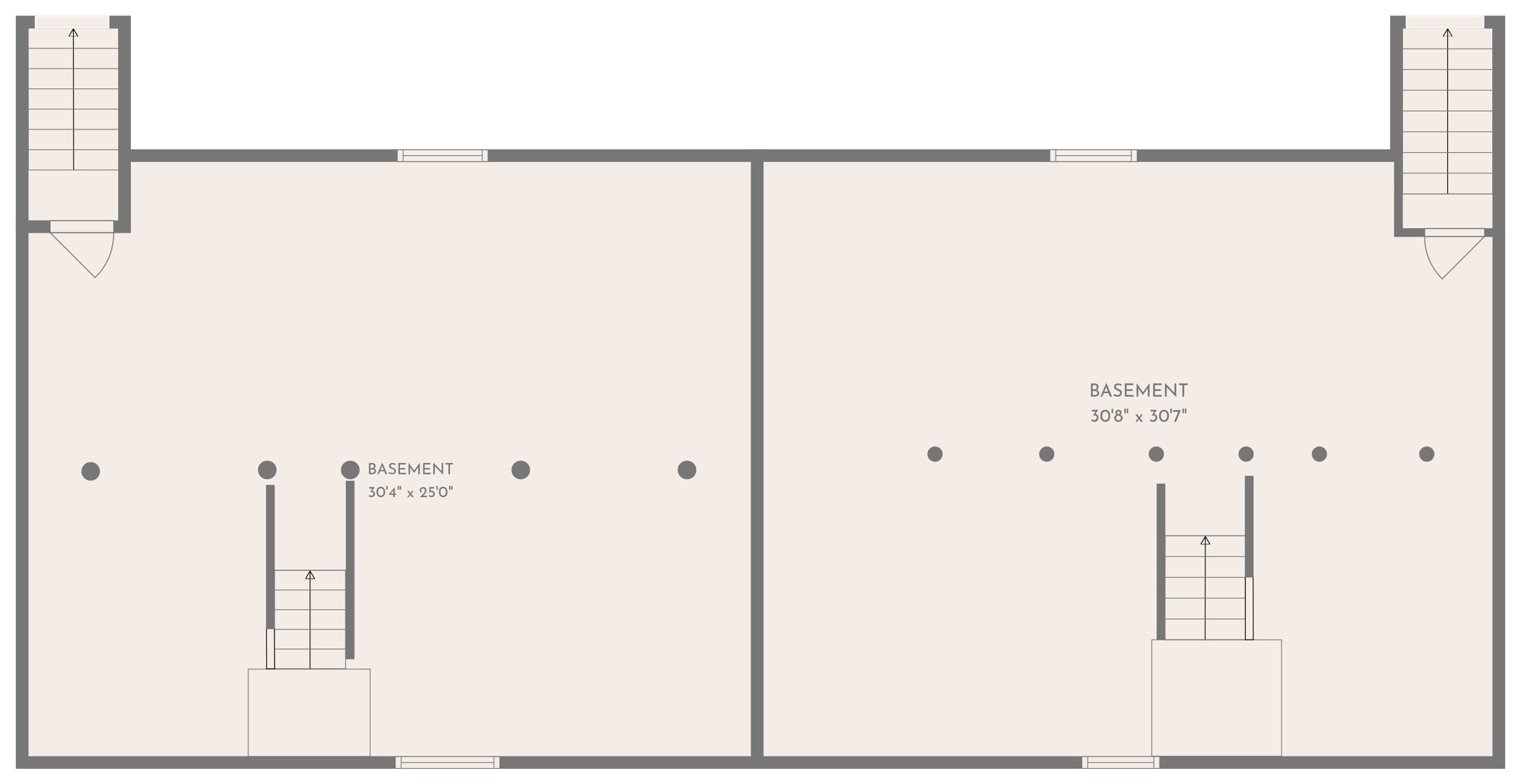 Basement floor plan with room dimensions