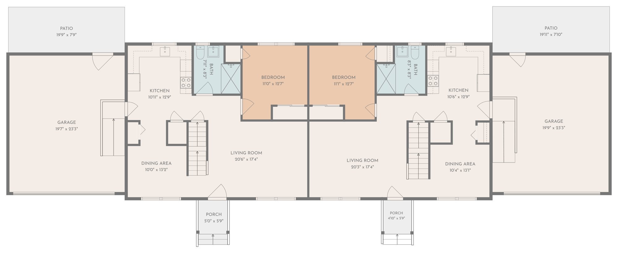 Main level floor plan with room dimensions